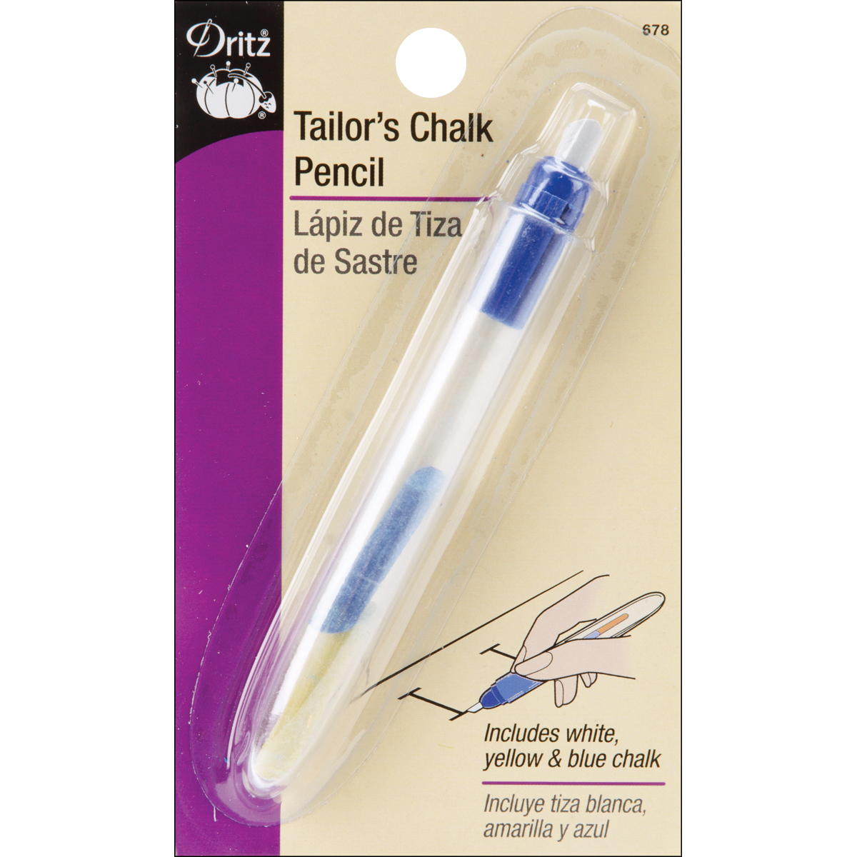 Dritz Tailor's Chalk Pencil-Blue, Yellow & White Chalk 